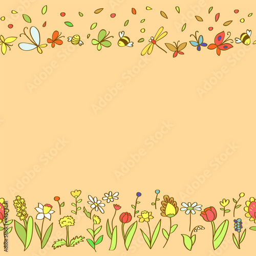 Colorful spring flowers sea...