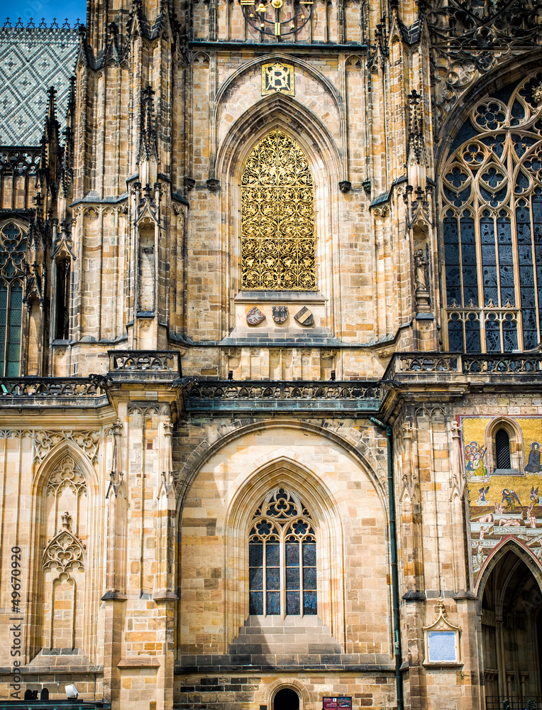 Saint Vitus Cathedral, part of the facade