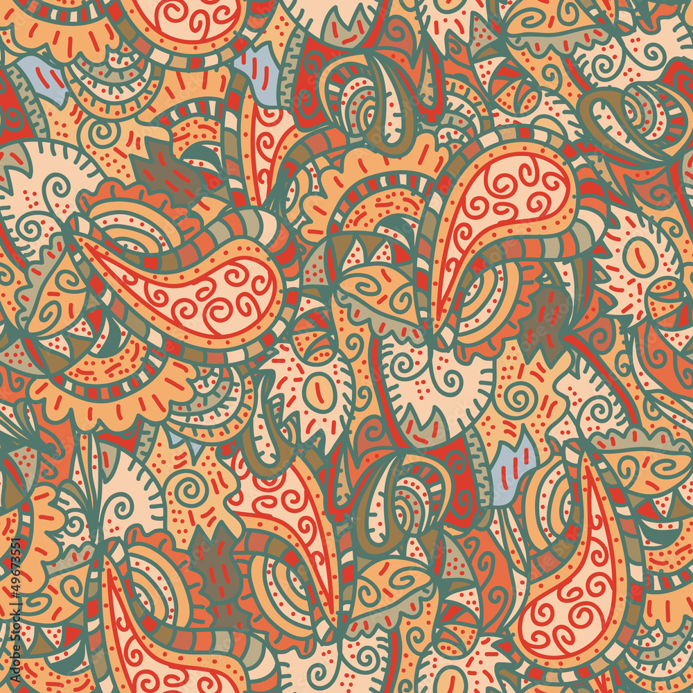 Naklejka premium Vector seamless wave hand-drawn retro pattern