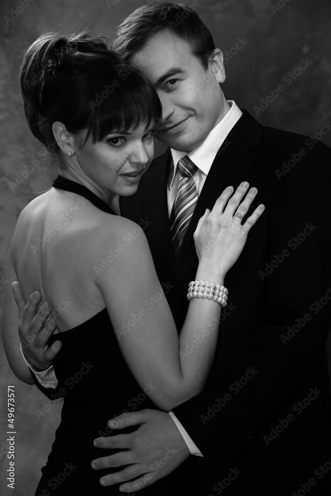 Monochrome picture of young man and woman Monochrome picture of young man and woman