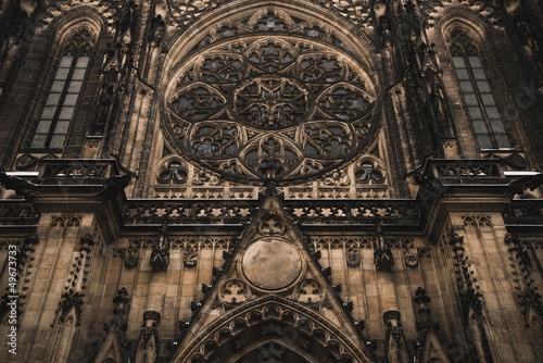Facade architecture details of St. Vitus cathedral