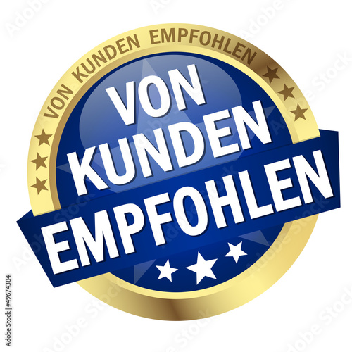 Button mit Banner " VON KUNDEN EMPFOHLEN "