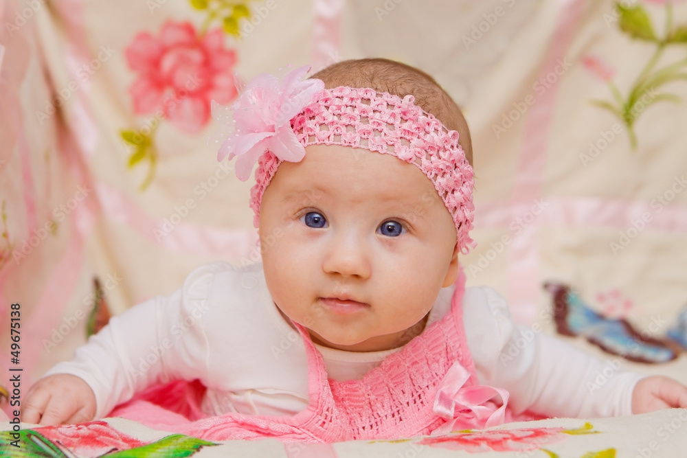 Baby Girl on Flower Blanket Baby Girl on Flower Blanket