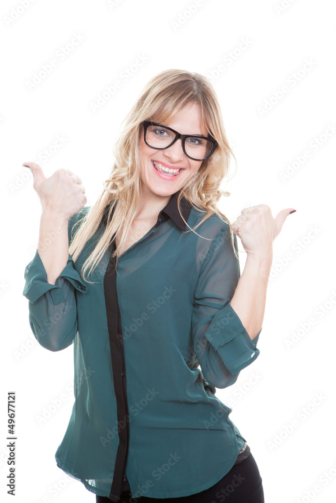 business woman thumbs up business woman thumbs up