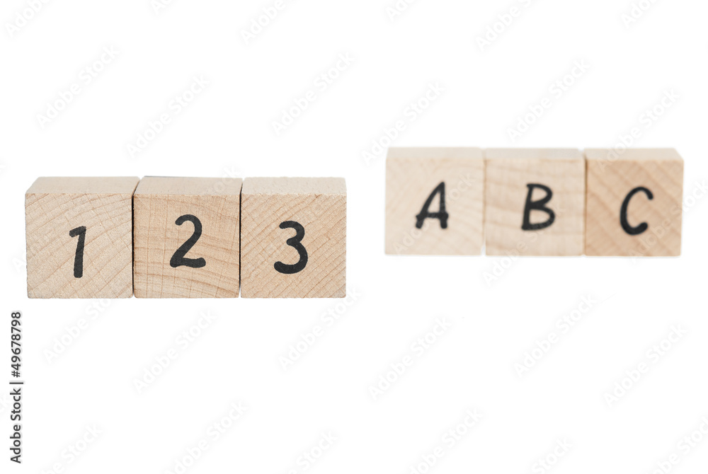 ABC 123 Arranged Using Wooden Blocks. ABC 123 Arranged Using Wooden Blocks.