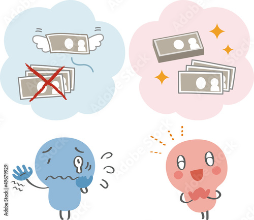 お金がない人とお金がある人のイメージ