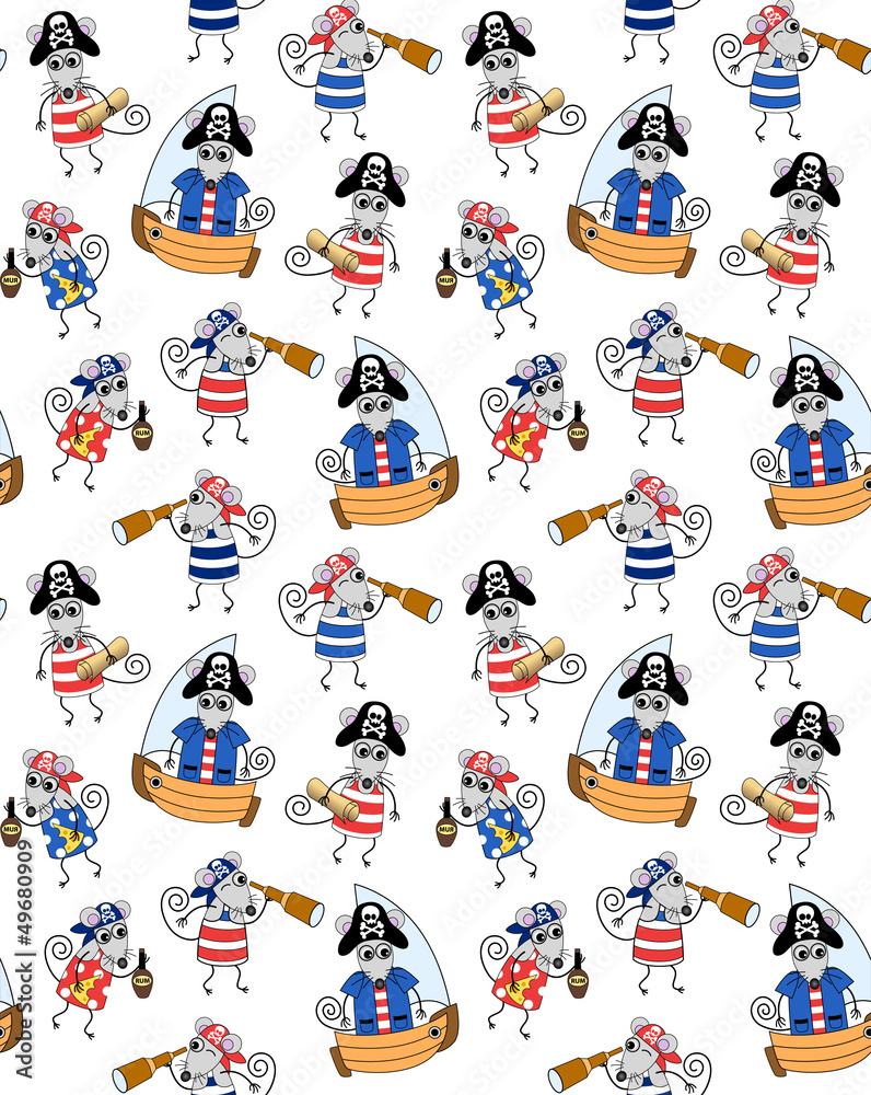 Fototapeta premium Seamless background with mouses pirates