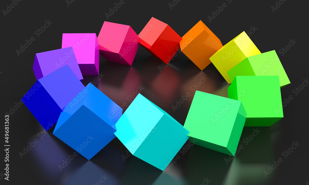 Obraz premium 3D Würfel Farbkreis 8