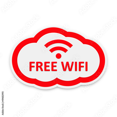 Free Wifi Cloud on white background. Vector Illustration