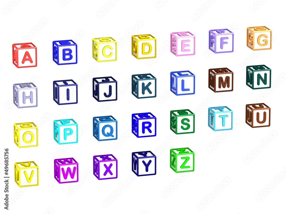 A-Z Letter Cubes Isolated on White A-Z Letter Cubes Isolated on White
