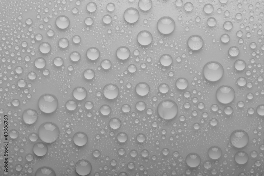 Water drops on silver background