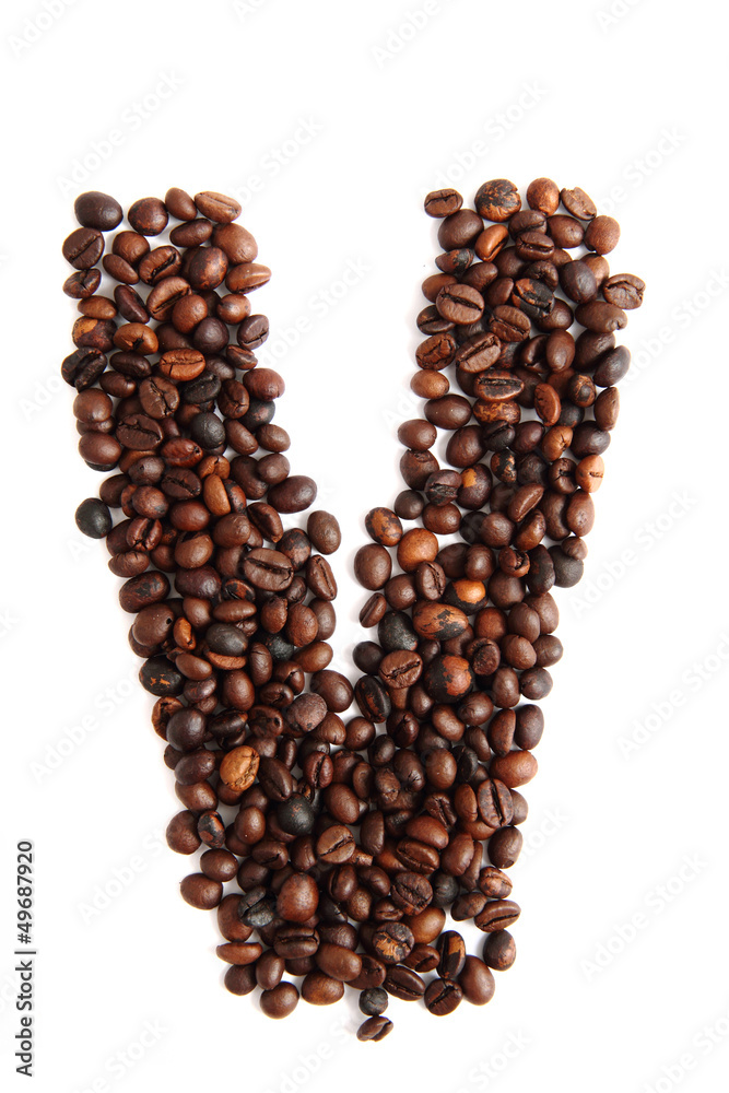 V - alphabet from coffee beans V - alphabet from coffee beans