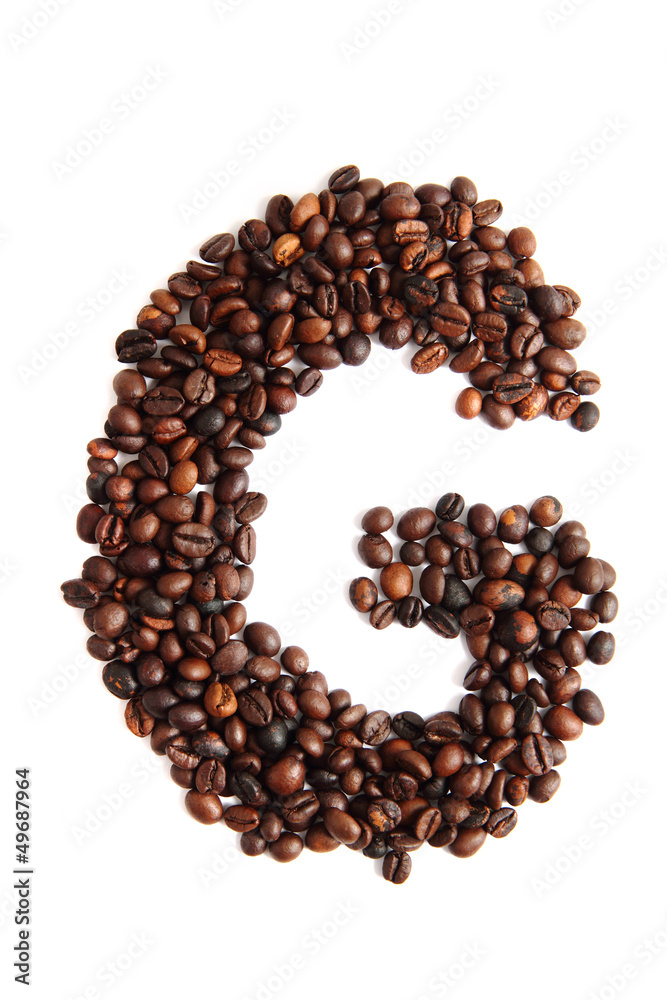 G - alphabet from coffee beans G - alphabet from coffee beans