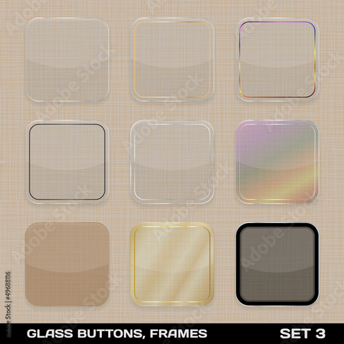 Set Of Colorful App Icon Frames, Templates, Buttons. Set 3. Vect