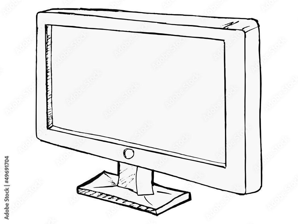 hand drawn, vector, cartoon illustration of monitor hand drawn, vector, cartoon illustration of monitor