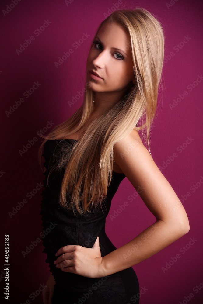 beautiful blond woman with violet background beautiful blond woman with violet background