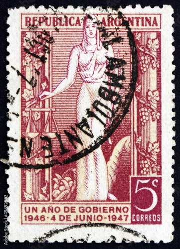 Postage stamp Argentina 1947 Justice  allegory