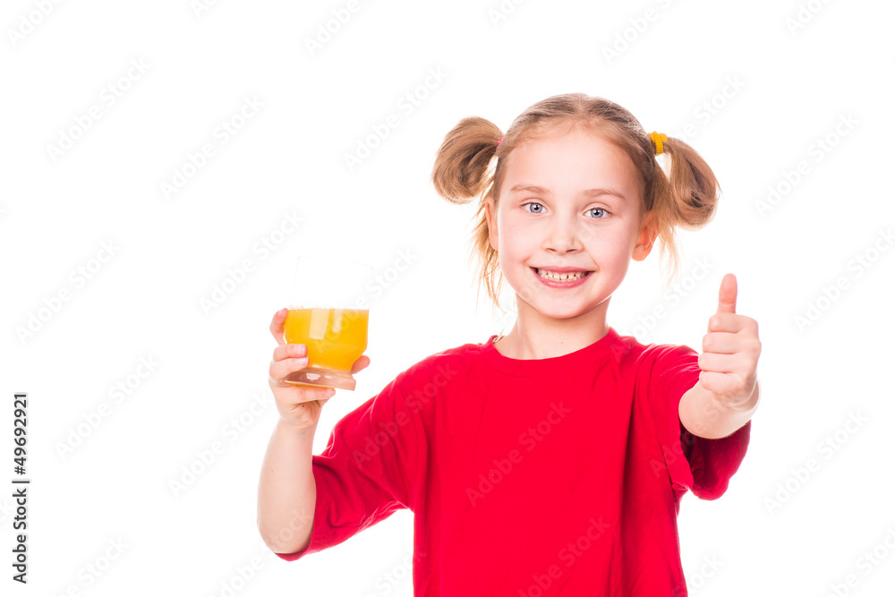 Cute little girl holding glass with juice smiling Cute little girl holding glass with juice smiling