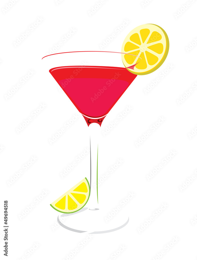 Alcoholic cocktail with a lemon, isolated on a white background. Alcoholic cocktail with a lemon, isolated on a white background.