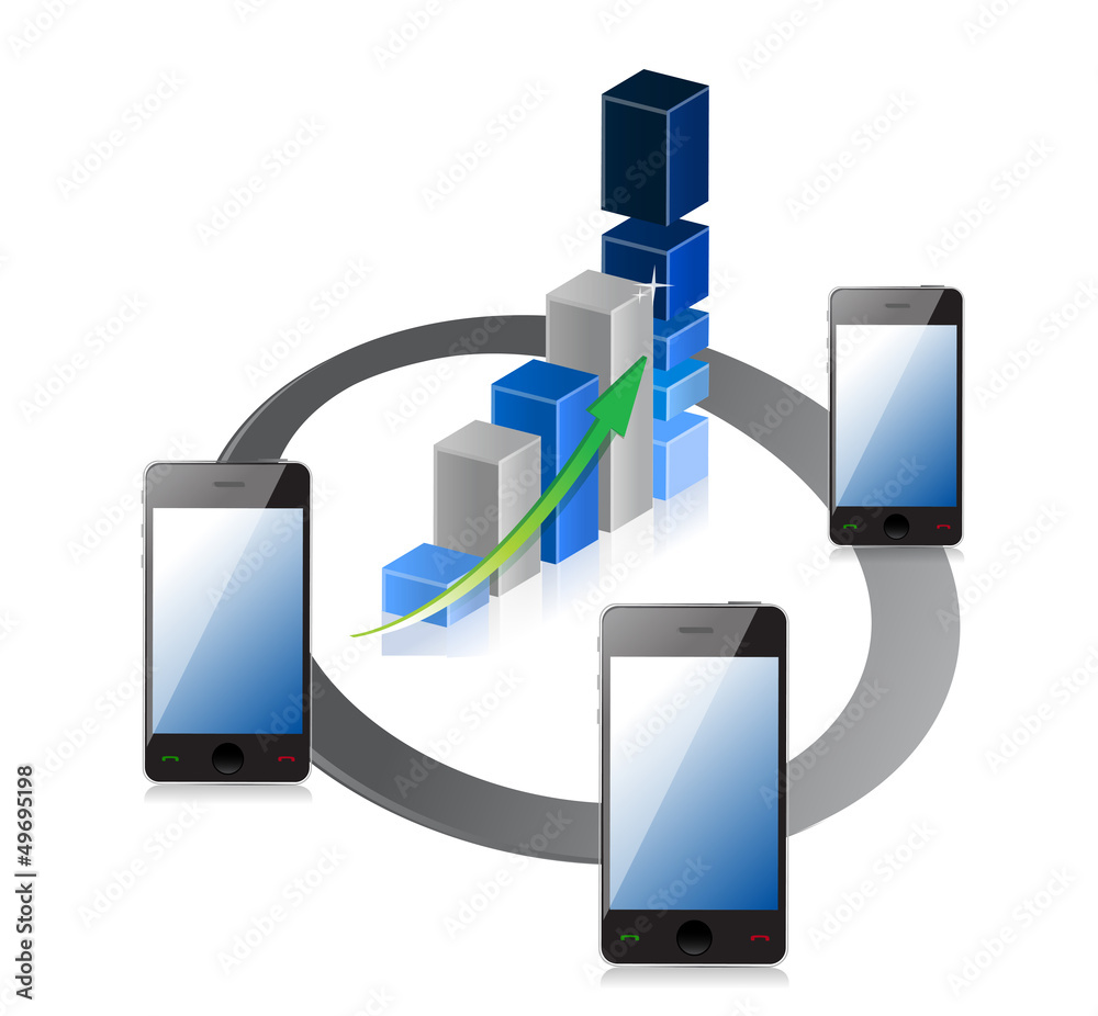 phone or cell with business or profits growth phone or cell with business or profits growth