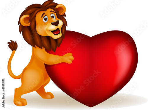 Lion with red hart