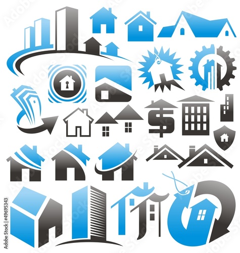 Set of house icons, symbols and signs