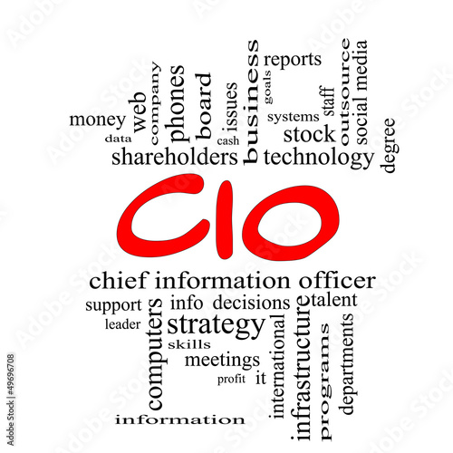 CIO Word Cloud Concept in red caps