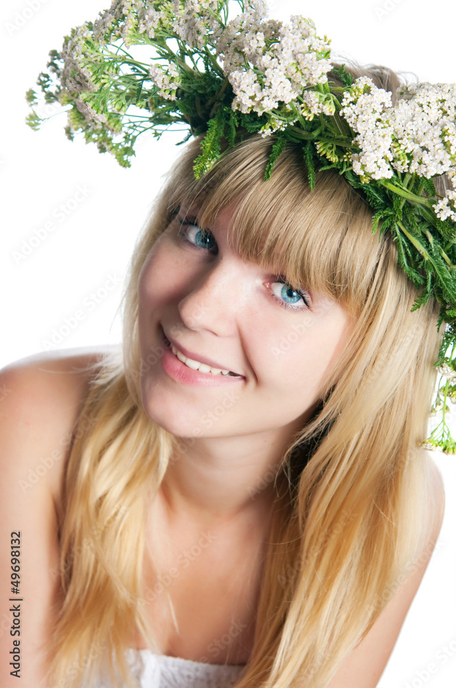 The girl with yarrow wreath The girl with yarrow wreath