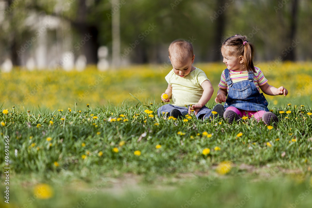 Kids in the spring field Kids in the spring field