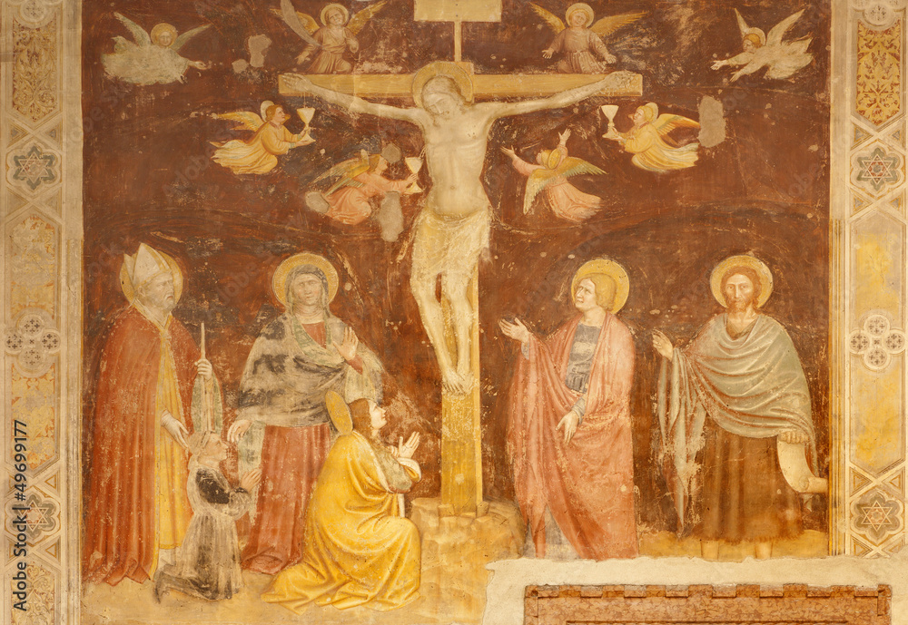 Verona - Crucifixion fresco  in basilica San Zeno