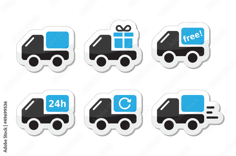 Delivery car, shipping vector icons set Delivery car, shipping vector icons set