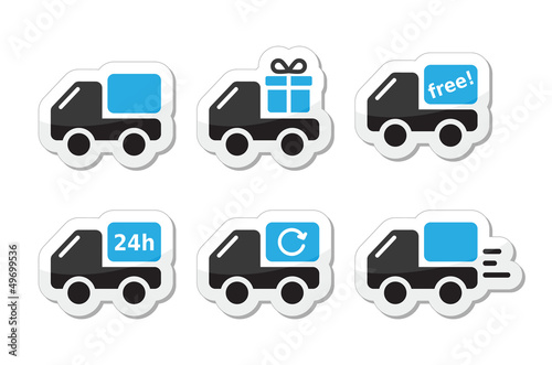 Delivery car, shipping vector icons set