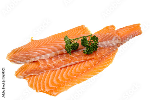 salmon fillet decorated with parsley