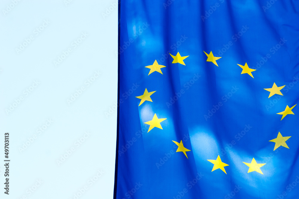 EU flag against the sky EU flag against the sky
