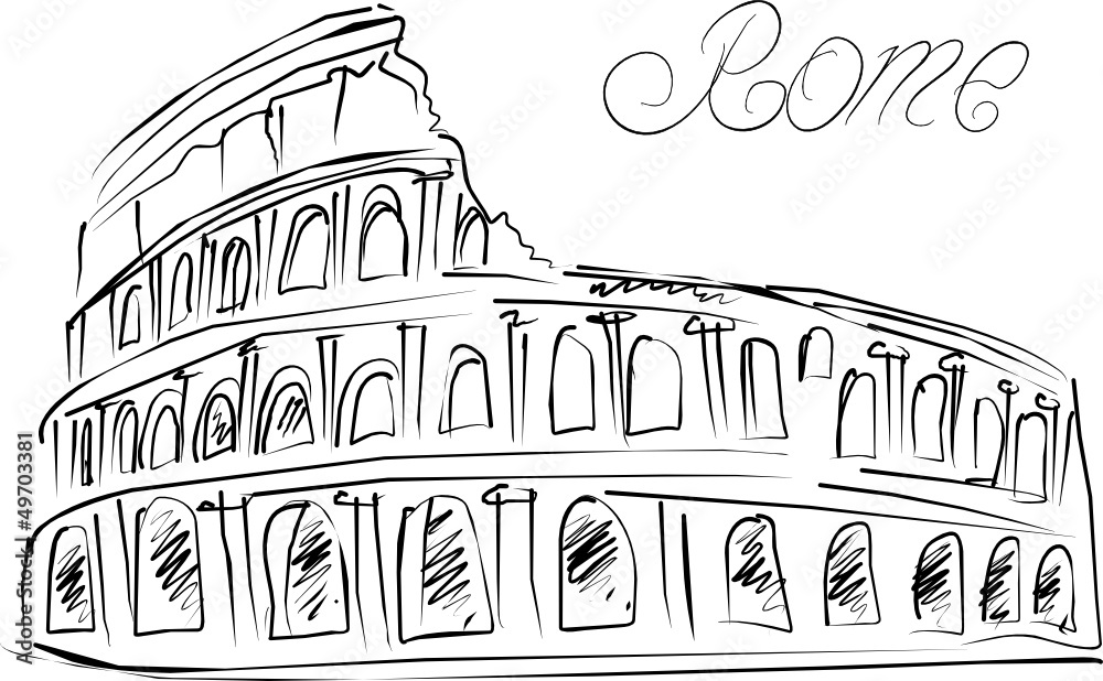 Obraz premium Colosseum in Rome, Italy. Vector sketch