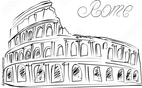 Colosseum in Rome, Italy. Vector sketch