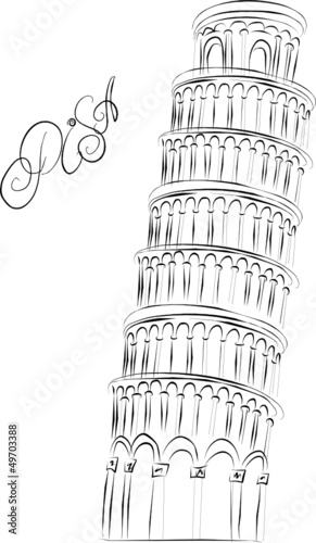 Pisa Tower, Italy. Vector sketch
