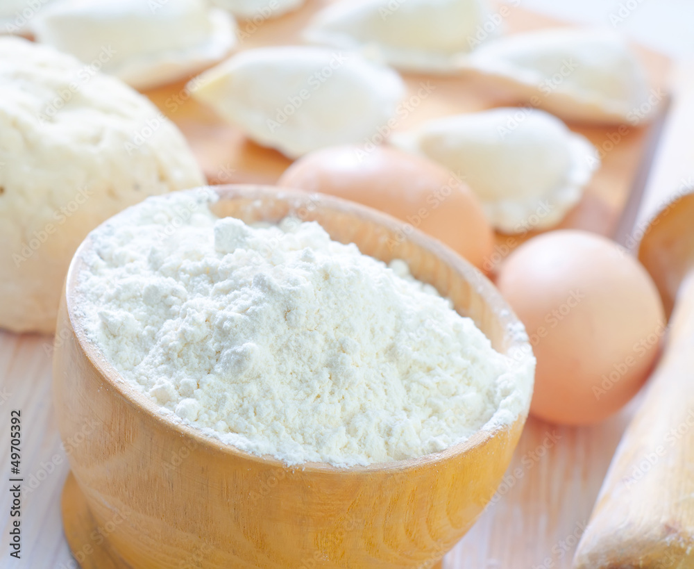 ingredients for dough and dumpling