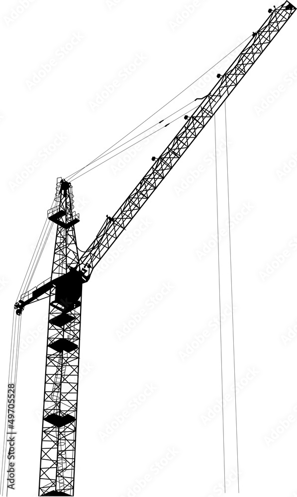 single black isolated tower crane single black isolated tower crane