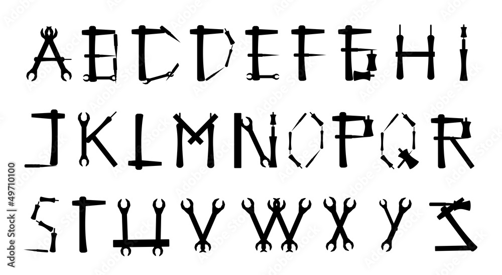 Buchstaben, Schriftzeichen - Werkzeuge Stock Vector