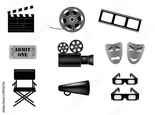 movie vector icons set