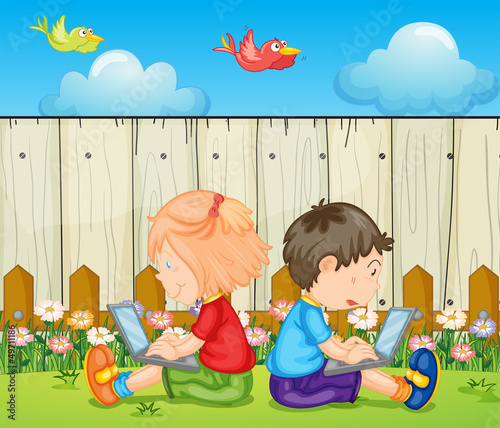 Kids with laptops