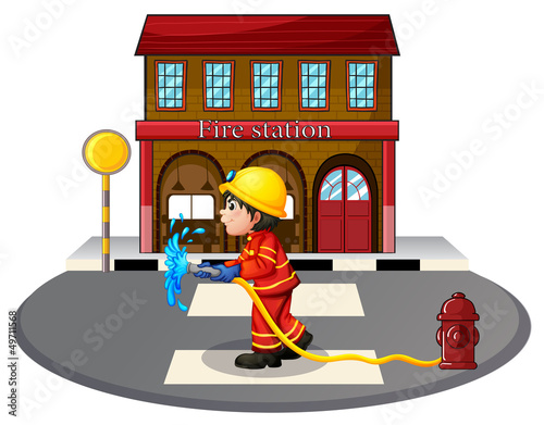 A fireman holding a hose