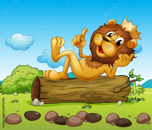 A lion king above a trunk