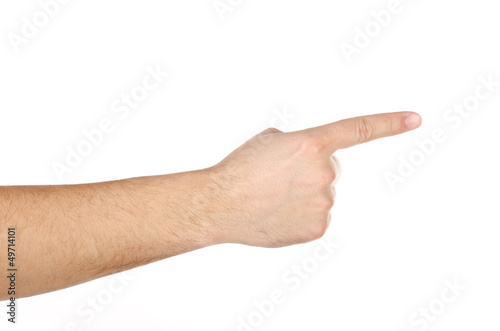 Male hand with finger showing right isolated