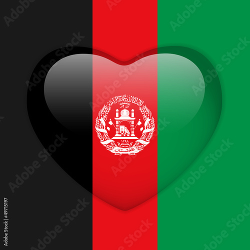 Afghanistan Flag Heart Glossy Button