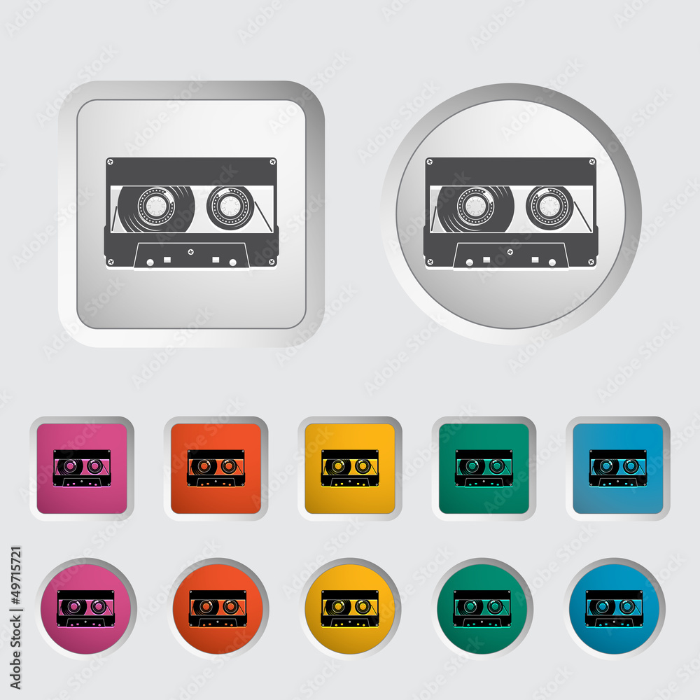 Audiocassette single icon. Audiocassette single icon.