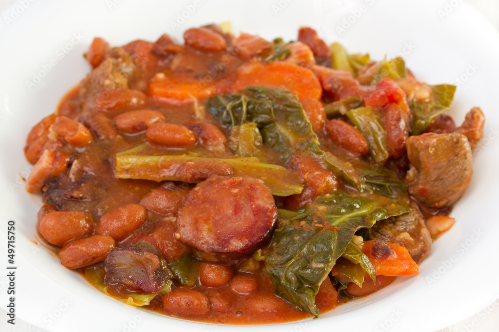 smoked sausages with carrot, beans and cabbage smoked sausages with carrot, beans and cabbage