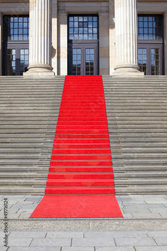 Red carpet stairway, clipping path included