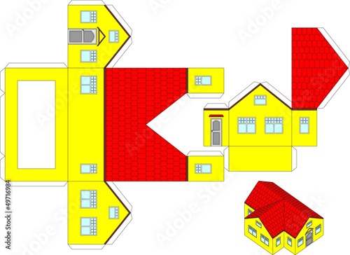 Printable 3d paper craft of a house